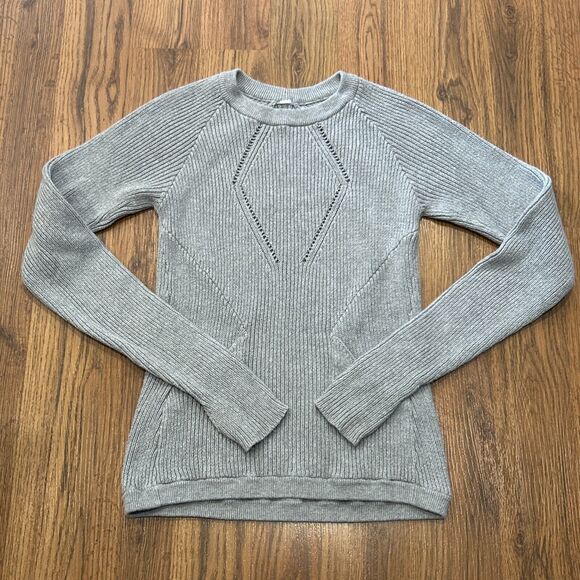 Lululemon The Sweater The Better Womens 4 Small Gray Knit Long Sleeve Ribbed - Picture 1 of 6